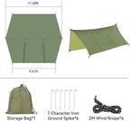 Hammock Rain Fly Tent Tarp Large Ultralight Camping Tarps Waterproof Portable Backpacking Multifunctional Nylon Rain Cover for Outdoor Hiking, Picnic, Hammock, Car, Backpacking,11.5x9.5ft