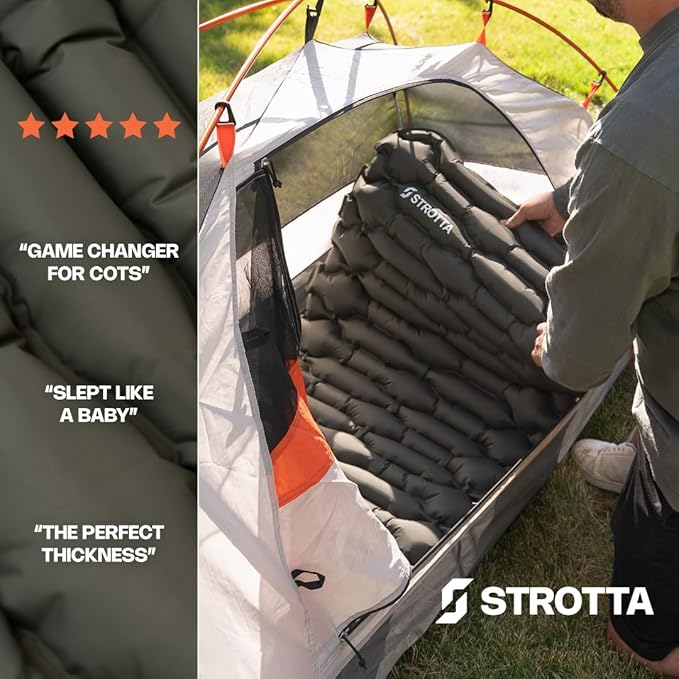 ANGORA BRANDS Lightweight Outdoor Sleeping Pad | Compact Travel Sleeping Mat for Backpacking, Hiking, or Camping | Portable Sleeping Bed & Camping Accessories | Sleeping Pad by Strotta
