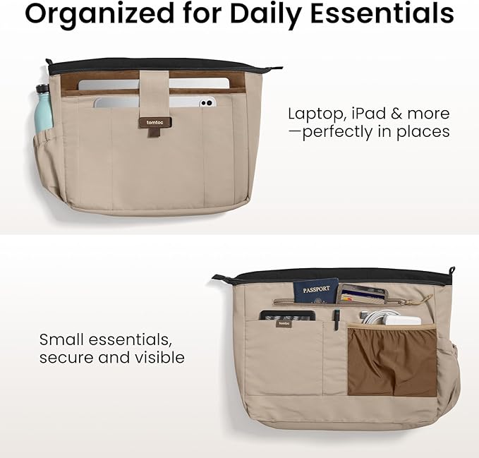 tomtoc Universal 16-inch Puffy Laptop Tote Bag 17.5L, Lightweight Puffer Work Tote with Padded Laptop Compartment for 15.6"/16" Laptop, Large Capacity Tote Bag for Office, Business, Daily Essentials
