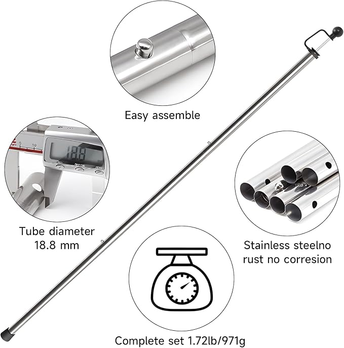 Tarp Poles Adjustable Heavy Duty 90 in Camping Tent Poles for Tarp Portable Telescoping Tent Poles for Awnings Canopy Rain Fly Shelter Set of 2