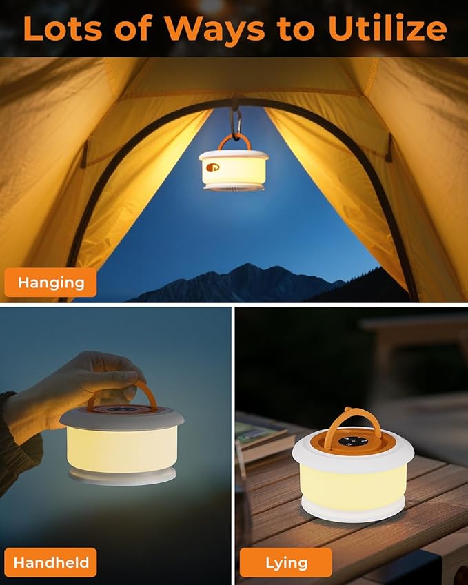 Camping String Lights, Retractable 32.8ft RGB Flash Lamp, Rechargeable Fairy LED Rope Lights Outdoor Waterproof, Portable Hanging Lantern for Outside Tent Patio Awning Garden RV Essentials