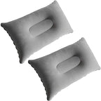 2 Pack Ultralight Inflatable Pillow Small Squared Flocked Fabric Air Pillow Beach Pillow for Hiking,Camping,Traveling,Napping,Desk Rest,Neck Lumbar Support(Gray)