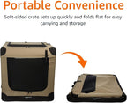 Amazon Basics Portable Folding Soft Dog Crate, Double Door, Collapsible Travel Kennel, Easy to Assemble, Medium, 29.92" x 21.3" x 21.3", Tan