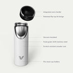 Maxi Stainless Steel Water Bottle 26oz - Double wall vacuum insulated | Integrated carry handle | leak proof flip top lid | Lightweight & stylish - White