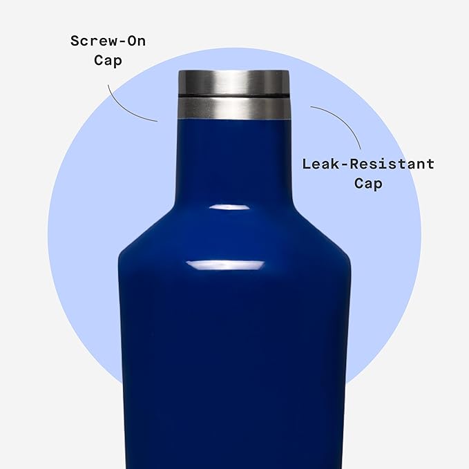 Corkcicle Classic Canteen Insulated Water Bottle - Stainless Steel Reusable Tumbler - Triple Insulated - Keeps Drinks Cold 25 Hours or Hot 12 Hours - Cupholder Friendly - Gloss Midnight Navy - 25 oz