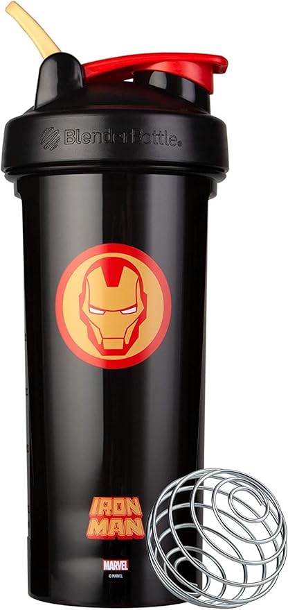 BlenderBottle Marvel Shaker Bottle Pro Series Perfect for Protein Shakes and Pre Workout, 28-Ounce, Iron Man Head