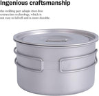 iBasingo 1.8L Titanium Cooking Pot with Lid Camping Cookware with Foldable Handle Outdoor Portable Lightweight Cooking Kit for Backpacking Hiking Picnic Fishing Mountaineering Ti2107C (1 pc)