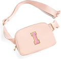 Gitus 6 7 8 9 10 Year Old Girl Gifts Belt Bag Fanny Pack Crossbody Bags with Initial Letter Patch Things for Teen Girls Easter Gifts for Girls Travel Essentials（Coral Pink-I）