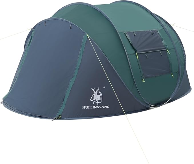 4 Person Easy Pop Up Tent,9.5’X6.6’X52'',Waterproof, Automatic Setup,2 Doors-Instant Family Tents for Camping, Hiking & Traveling