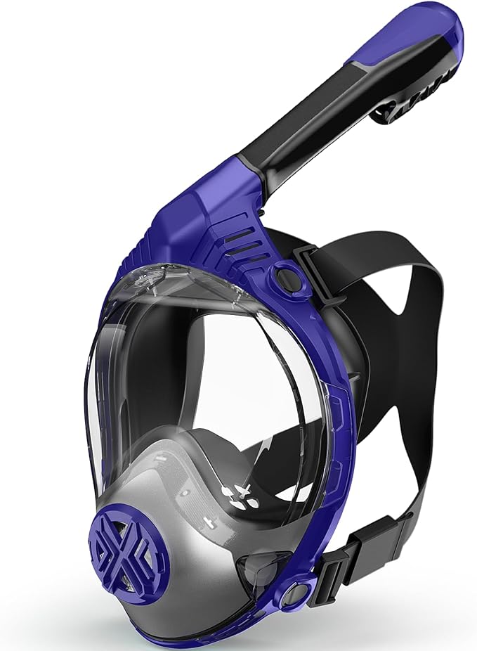Full Face Snorkel Mask- Snorkeling Gear for Adults with Safe Dry Top Breathing System, Latest Foldable Panoramic View Snorkeling Mask for Men and Women, Anti Fog Anti Leak