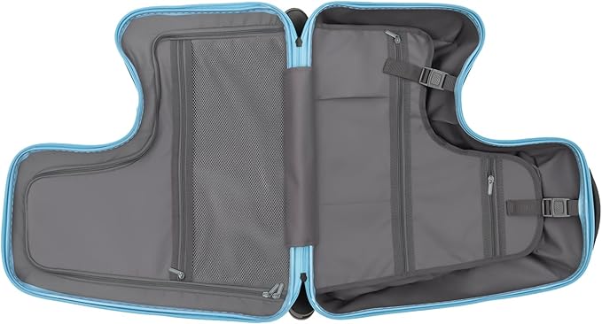 Kids Ride-On Luggage 20" with Spinner Wheels, Children's Travel Suitcase with Seat & Password Lock, Blue Cartoon Carry-On Trolley for Ages 1-6