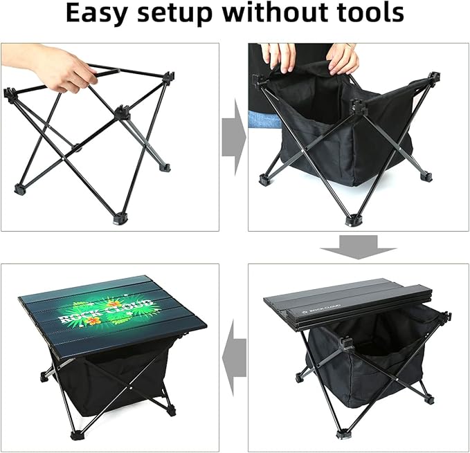 ROCK CLOUD Portable Camping Table Ultralight Aluminum Camp Table with Storage Bag Folding Beach Table for Camping Hiking Backpacking Outdoor Picnic, Limited Edition Tabletop