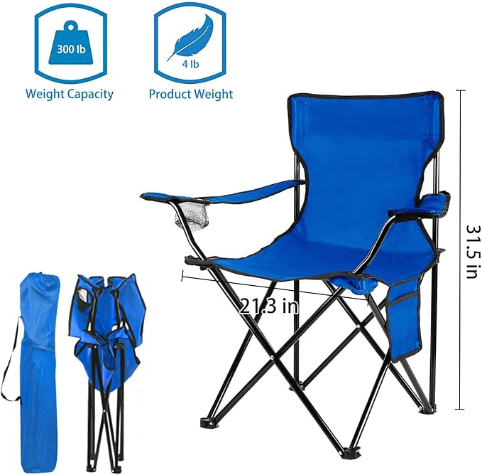 Damei century 4PCS Folding Camping Chairs-Lightweight, Installation-Free, Portable Chair for Beach, Lawn, Outdoor Sports