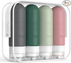 ME.FAN Travel Bottles for Toiletries, TSA Approved 3oz Travel Size Containers, Silicone Squeezable Portable Split Bottle, Travel Accessories for Conditioner, Shampoo, Lotion- 4 Pack Morandi