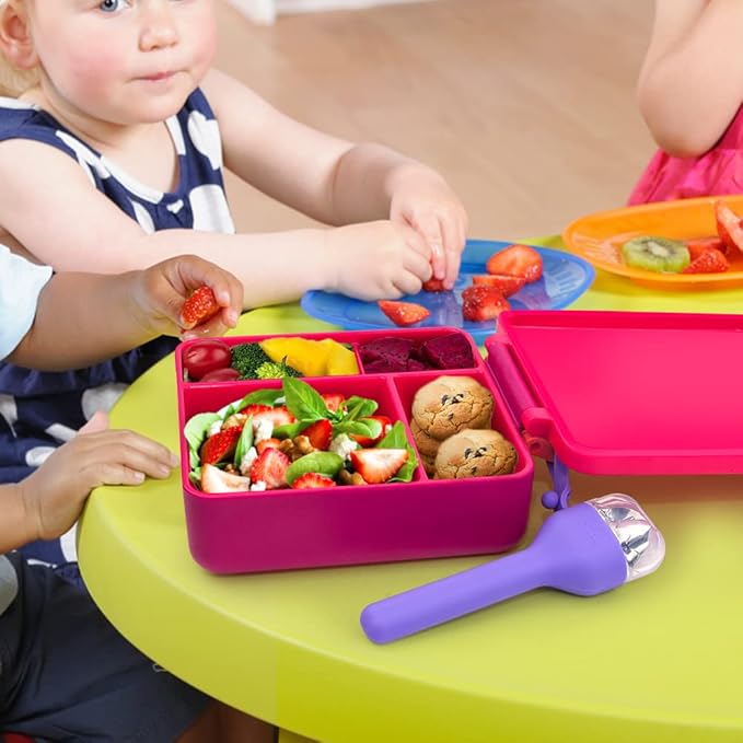 Sophico Travel Utensils Set for Camping and Kids Lunch Box, Stainless Steel Fork and Spoon, Knife Silverware Flatware Sets with Silicone Case - Portable & Leak-proof, Dishwasher Safe (Purple, 1 Set)