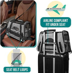PetAmi Airline Approved Pet Carrier for Cats & Small Dogs, Soft Sided TSA Travel Carrier Bag with Sherpa Bed, Breathable Mesh Ventilation, Collapsible Bowl, Fits Under Seat, Up to 18 lbs, Small Gray