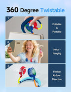 Portable Neck Fan, Hand-Free Fan, 5 Speeds, Foldable, Twistable, Lightweight, Rapid Cooling, Fashion, Quiet, Rechargeable, Summer Gift (Dark Blue Red)