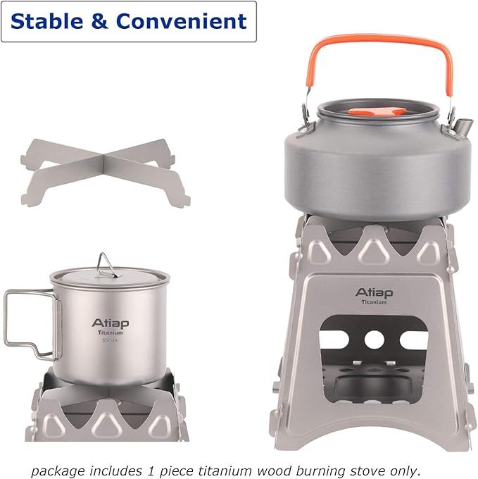 Ultralight Titanium Wood Burning Stove Outdoor Camping Multi-Fuels Alcohol Stove BBQ Stove WS009ST-Ti (Wood Burning Stove-M Size)