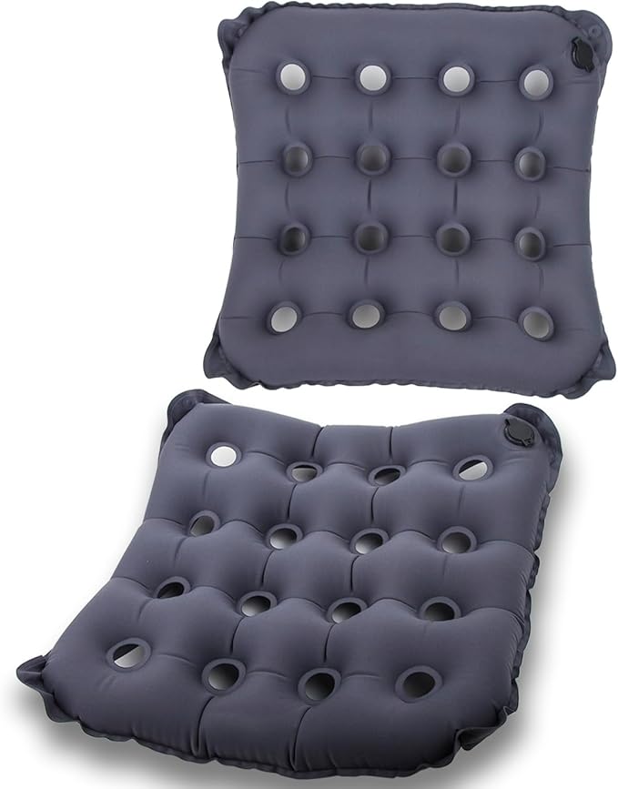 Inflatable Seat Cushion, Portable Air Seat Chair Cushions for Pressure Relief Breathable Waffle Square Seat Pad for Home Car Wheelchairs Office Chairs and Airplanes (2PCS)