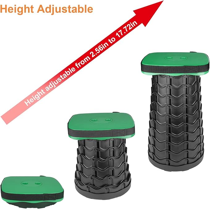 Boreeman Upgraded Collapsible Stool, Square Portable Stool, Lightweight Yet More Sturdy with Load Capacity 400lbs, Perfect for Camping Fishing Hiking BBQ (Square Army Green)