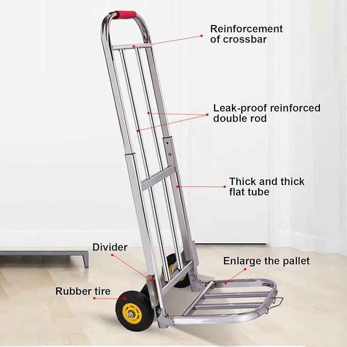 Heavy Duty Folding Hand Truck Luggage Cart & Sack Truck Versatile Shopping Trolley for Household & Camping Portable Transportation Equipment (Size: 58 90x28x26cm)