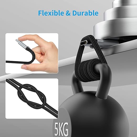 1.5ft USB C Charging Cable, 2 Pack Braided USB C to USB C Cable 60W/3A CarPlay USBC Cord Compatible with iPhone 15 Samsung Galaxy S23 Ultra Google Pixel, Short USB C to C Cable for Car
