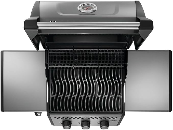 Napoleon Freestyle 365 Propane Gas Outdoor Grill, Graphite Grey – 3-Burner BBQ with Stainless Steel Cooking Grates