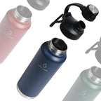 Sports Water Bottle 24/32/40/64Oz with Straw Lid Dustproof, 3 Lids, Vacuum Insulated Stainless Steel, Simple Thermo Flask, Modern Double Wall Hydro Metal Canteen- 40 Oz Navy Blue