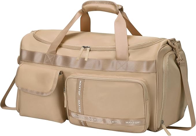 MAXTOP Gym Bag for Women Men Travel Duffle Bag Large Capacity Carry On Weekender Overnight Bag With Shoe Compartment Gym Tote Dry Wet Separation Duffel Bag for Travel