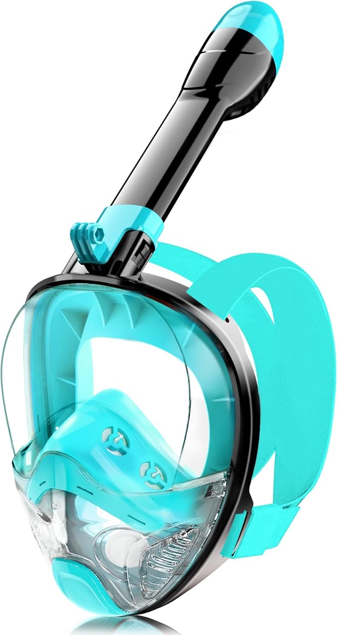 Full Face Snorkel Mask for Adults Teen, Snorkeling Gear with Detachable Camera Mount,Panoramic 180° View, Anti-Fog Anti-Leak Snorkling Set for Man and Women