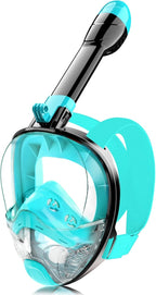 Full Face Snorkel Mask for Adults Teen, Snorkeling Gear with Detachable Camera Mount,Panoramic 180° View, Anti-Fog Anti-Leak Snorkling Set for Man and Women