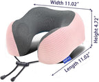 napfun Neck Pillow for Traveling, Upgraded Travel Neck Pillow for Airplane 100% Pure Memory Foam Travel Pillow for Flight Headrest Sleep, Portable Plane Accessories, Pink
