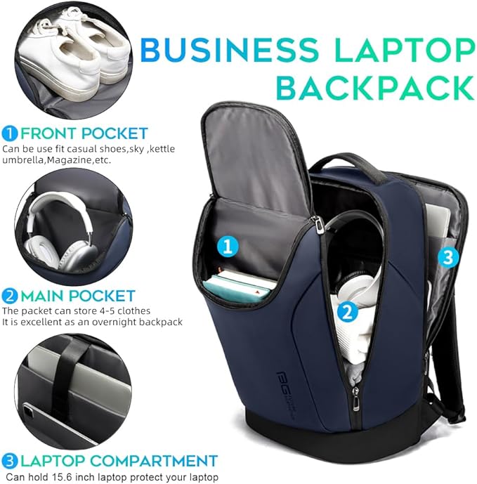 FUTURE AESTHETICS Business Smart Backpack Waterproof for women,men,Fight Approved Durable Backpack suitable as overnight and travel backpack (Blue)