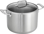 Tramontina Tri-Ply Clad Stainless Steel 8-Quart Stock Pot with Glass Lid, Induction-Ready Pasta Pot, Dishwasher-Safe, NSF-Certified, Made in Brazil