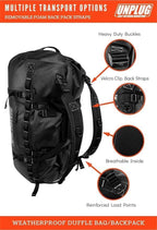 UNPLUG Ultimate Adventure Bag | 1680D Heavy Duty Waterproof Bag | Large Travel Duffle Bag which can be Used for Camping, Motorcycling, Boating, or Hunting