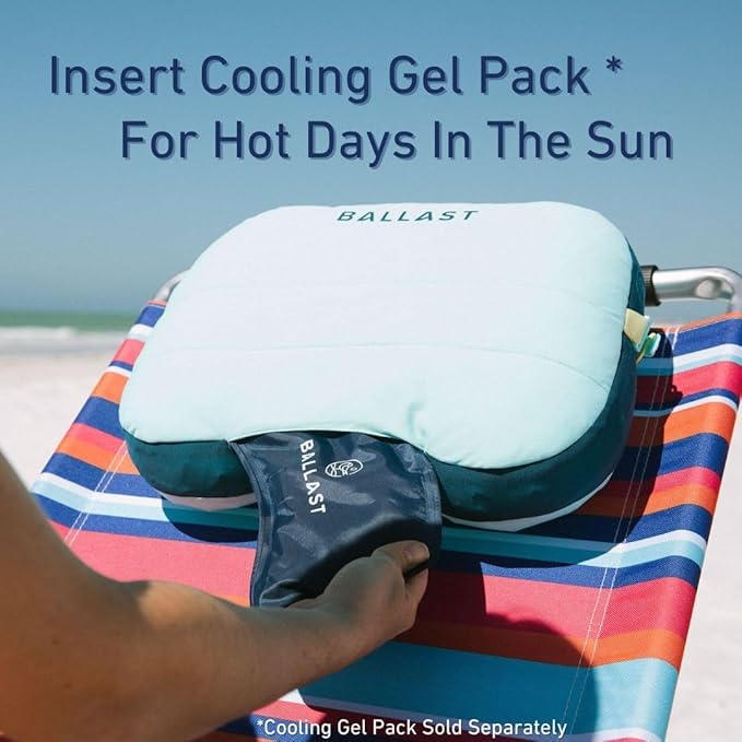 Ballast Beach Pillow – Comfy, Durable & Compact, Stays Put on Windy Beaches with Patented Sand Pouch, Inflatable Pillow for Beaches, Pools, Camping, Festivals and Travel (Caribbean Turtles)