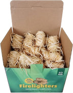 50 PCS Fire Starter for Fireplace, Waterproof - Natural Fire Starters, for BBQ, Pizza Oven, Fire-Pit, Campfires, Camping Charcoal Starter, Quick Light Wood Charcoal Firestarter