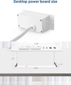 30W USB C Recessed Power Strip,Flat Plug Power Strip,2 Outlets 4 USB Ports,Furniture Flush Mount Desk Outlet,Recessed Outlet for Side Table/Sofa Table,10ft Cord White