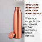 NORMAN JR, Copper Water Bottle 1Liter - Gift Box of 6, Plain, an Ayurvedic vessel made from pure copper - helps you drink more water, with many health benefits