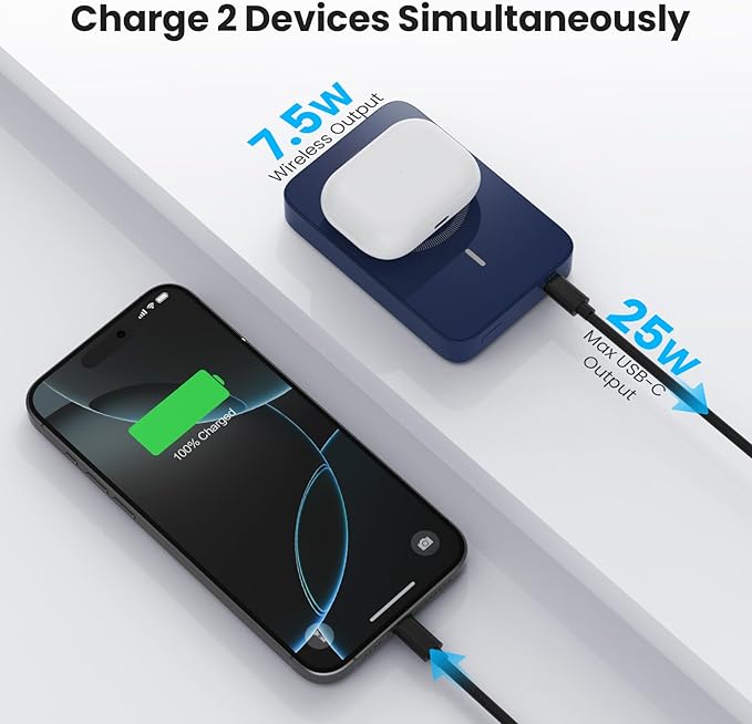 Magnetic Portable Charger 10800mah for Magsafe Battery Pack, Wireless Power Bank with 25W PD Fast Charging & LCD Display, Compatible with iPhone 16/15/14/13/12 Pro/Pro Max/Plus