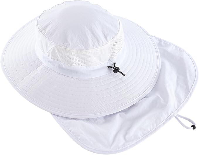 Home Prefer UPF 50+ Sun Hats for Men Women Wide Brim Fishing Hat with Neck Flap Summer Safari UV Protection Bucket Hat