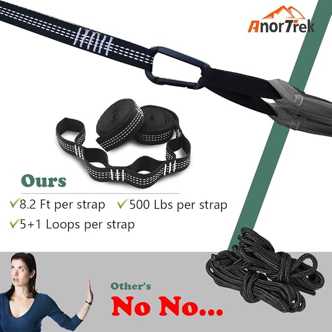 Camping Hammock with Mosquito Net, Double & Single Lightweight Portable Hammocks with Tree Straps, Parachute Hammock for Camping, Backpacking