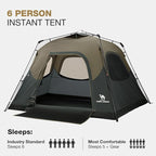CAMEL CROWN Instant Tents for Camping 4-6 Person Tent Waterproof Easy Setup Sets Up in 60 Seconds Backpacking Tents with Carry Bag for Outdoor Hiking