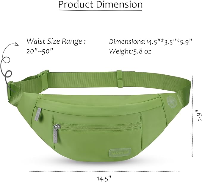 MAXTOP Large Crossbody Fanny Pack with 4-Zipper Pockets,Gifts for Enjoy Sports Festival Workout Traveling Running Casual Hands-Free Wallets Waist Pack Phone Bag Carrying All Phones