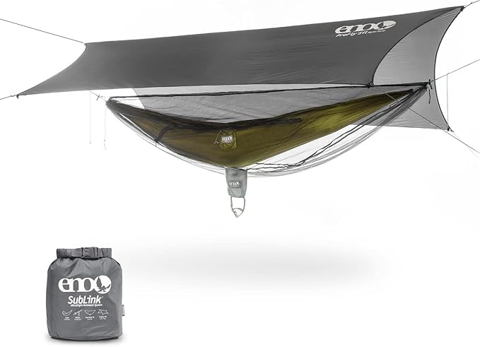 ENO, Eagles Nest Outfitters SubLink Lightweight Shelter System with Hammock, Straps, Bug Net and Rain Tarp