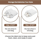 LFH Cotton Rich Shoe Storage Bags with Drawstring, Dustproof Breathable Reusable Organizer, Perfect For Travel, Dorm, Hotel, College, Gym, Easy to Carry, Machine Washable 12"x17" (Pack of 2) - White