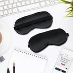 2 PCS Black Satin Sleep Masks, Adjustable Silk Eye Mask for Sleeping, Blind Folds Soft Breathable Blindfold for Adults Couples Play Party Games Airplane Travel Essentials Eye Covers Patches Night Mask