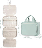 Narwey Travel Toiletry Bag for Women Large Hanging Makeup Bag Organizer Toiletries Bag for Full Size Essentials Accessories Cosmetics (Mint Green (Large))