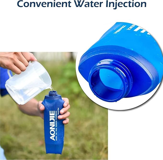 AONIJIE 2Pack of Soft Soft Folding Hydration Bottle Water Collapsible Flask BPA-Free Bottles (250ml without straws), SD52-500