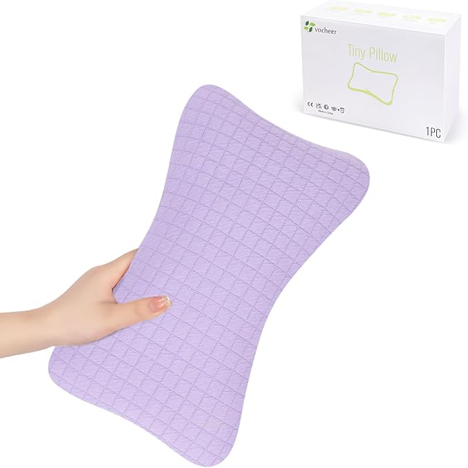 vocheer 11x7in Mini Travel Pillow, Small Pillows for Resting, Tiny Pillows for Neck, Wrist, Lumbar and Knee, Pets Pillow, Cotton, Cover Removable, Machine Washable (Purple-1PC)